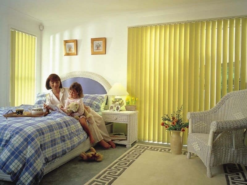 Colourful Vertical Blinds in the bedroom Campbelltown