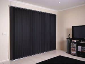Dark Vertical Blinds in lounge room Campbelltown